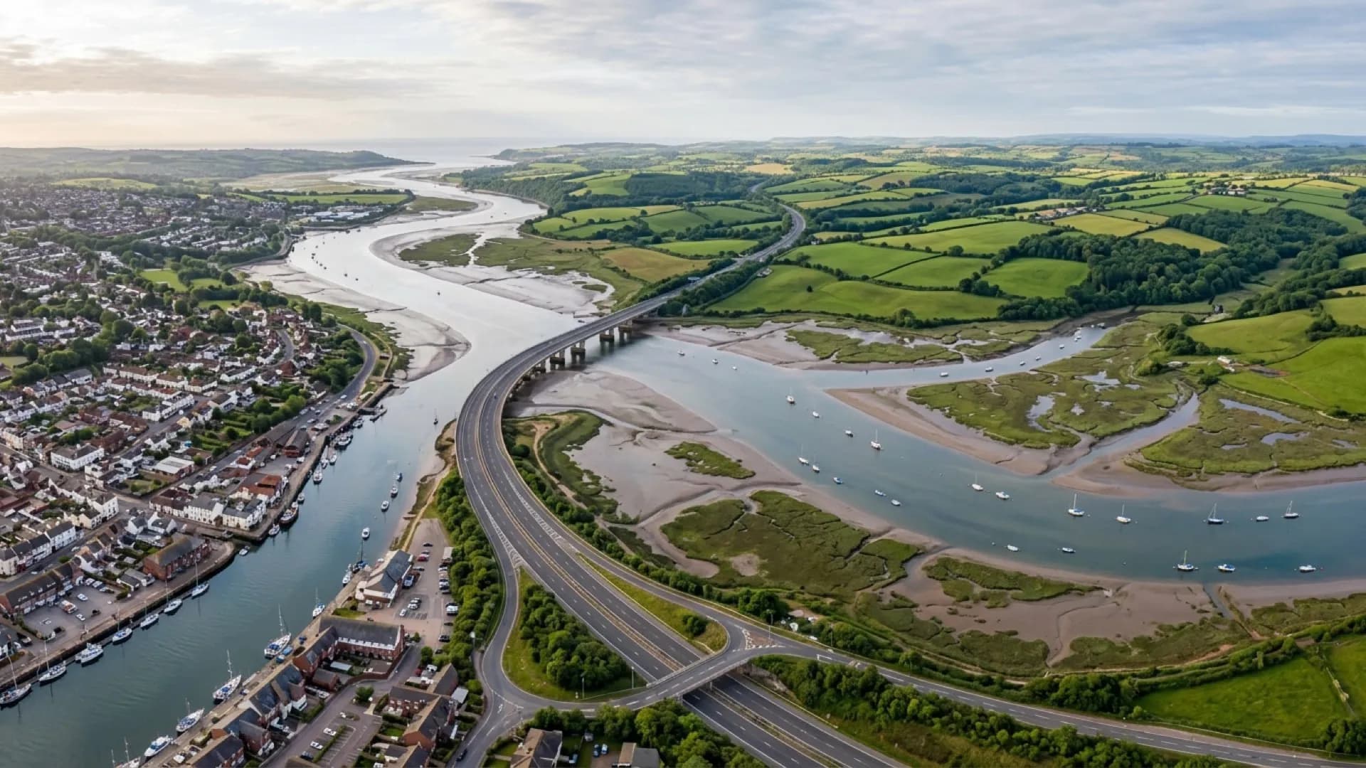 Exeter and the Exe estuary, close to the survey base
